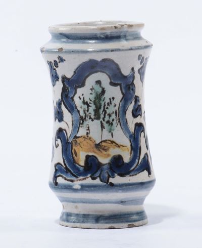 Albarello in Maiolica Policroma, Sicilia, Forse Caltagirone Inizio XVIII Secolo