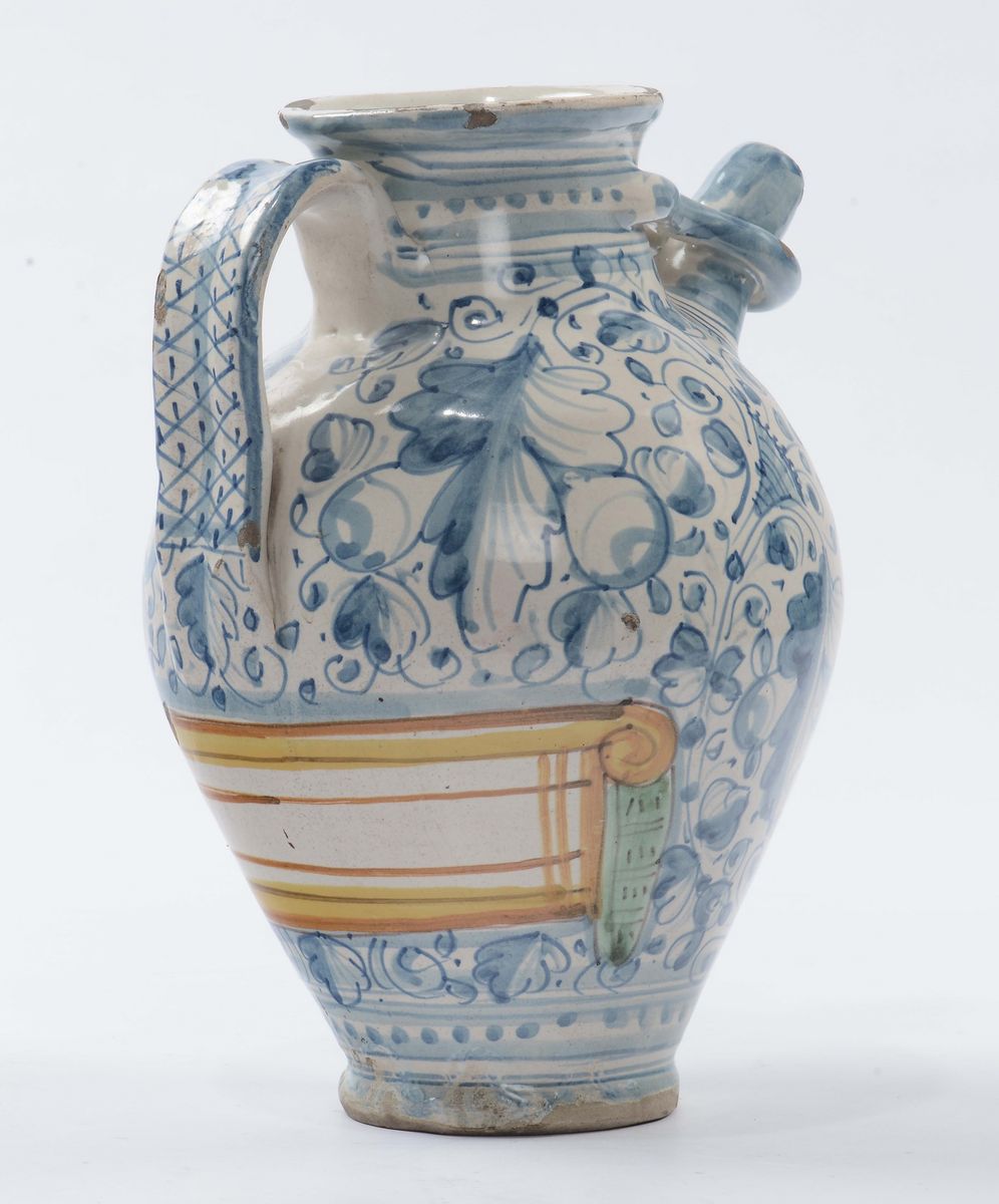 Brocca in Maiolica Policroma, Toscana Inizio XVII Secolo