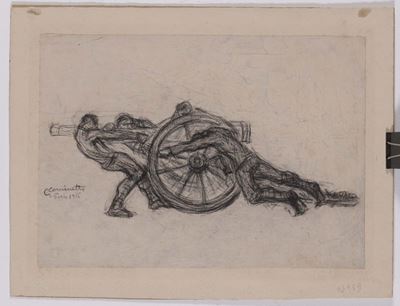 Giuseppe Cominetti (salasco 1882 – Roma 1930)soldati che Spingono un Cannone