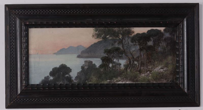 Henry Markò (Firenze 1855 - Lavagna 1921) Veduta costiera  - Asta Antiquariato e Dipinti Antichi - Cambi Casa d'Aste