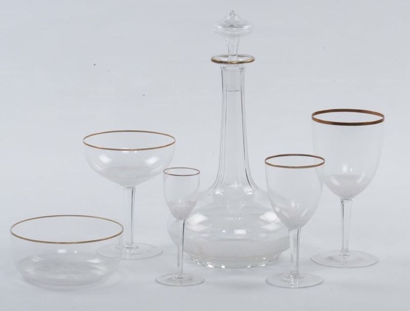 Servizio di bicchieri in cristallo con bordo dorato  - Asta Antiquariato e Dipinti Antichi - Cambi Casa d'Aste