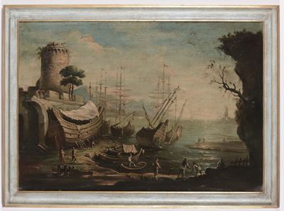 Anonimo del XIX Secoloscena Portuale