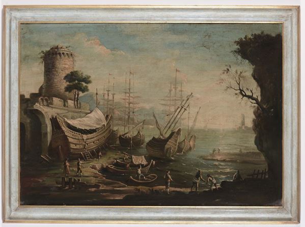 Anonimo del XIX secolo Scena portuale