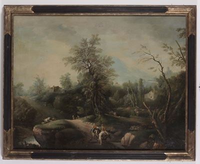 Anonimo Dell'inizio del XIX Secolopaesaggio con Figure