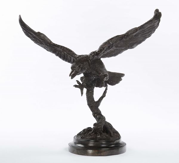 Scultura in bronzo raffigurante aquila, XX secolo