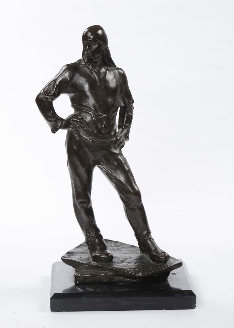 Scultura in bronzo raffigurante figura maschile, XIX secolo  - Asta Antiquariato e Dipinti Antichi - Cambi Casa d'Aste