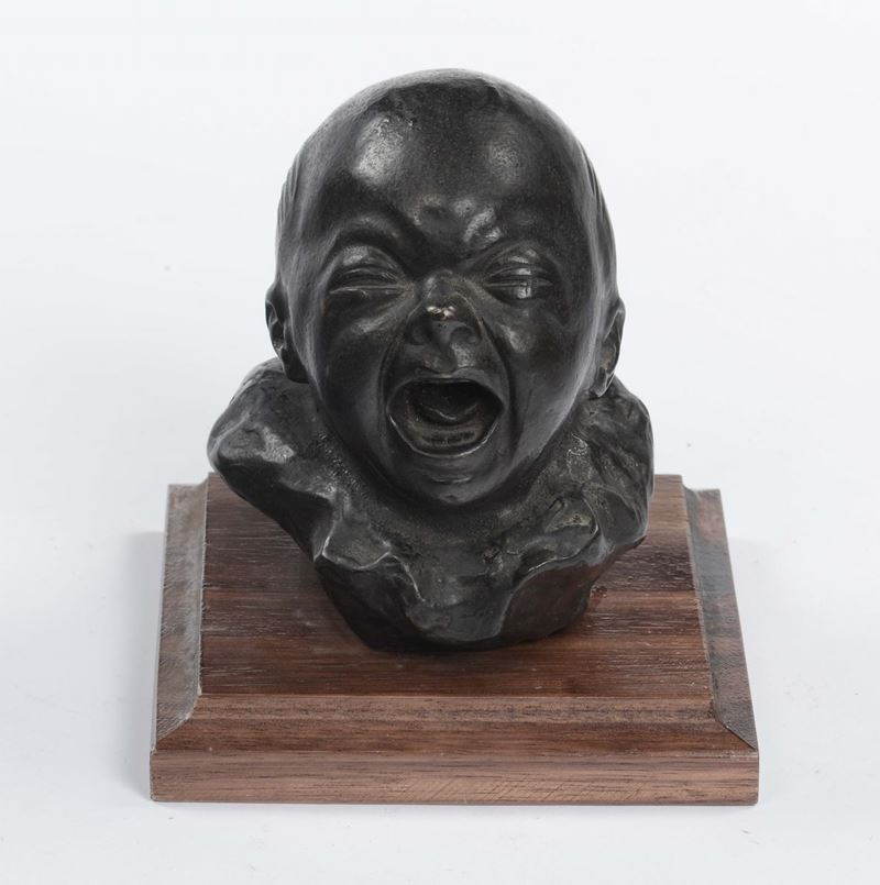 Scultura in bronzo raffigurante testa di bimbo, XIX secolo  - Asta Antiquariato e Dipinti Antichi - Cambi Casa d'Aste