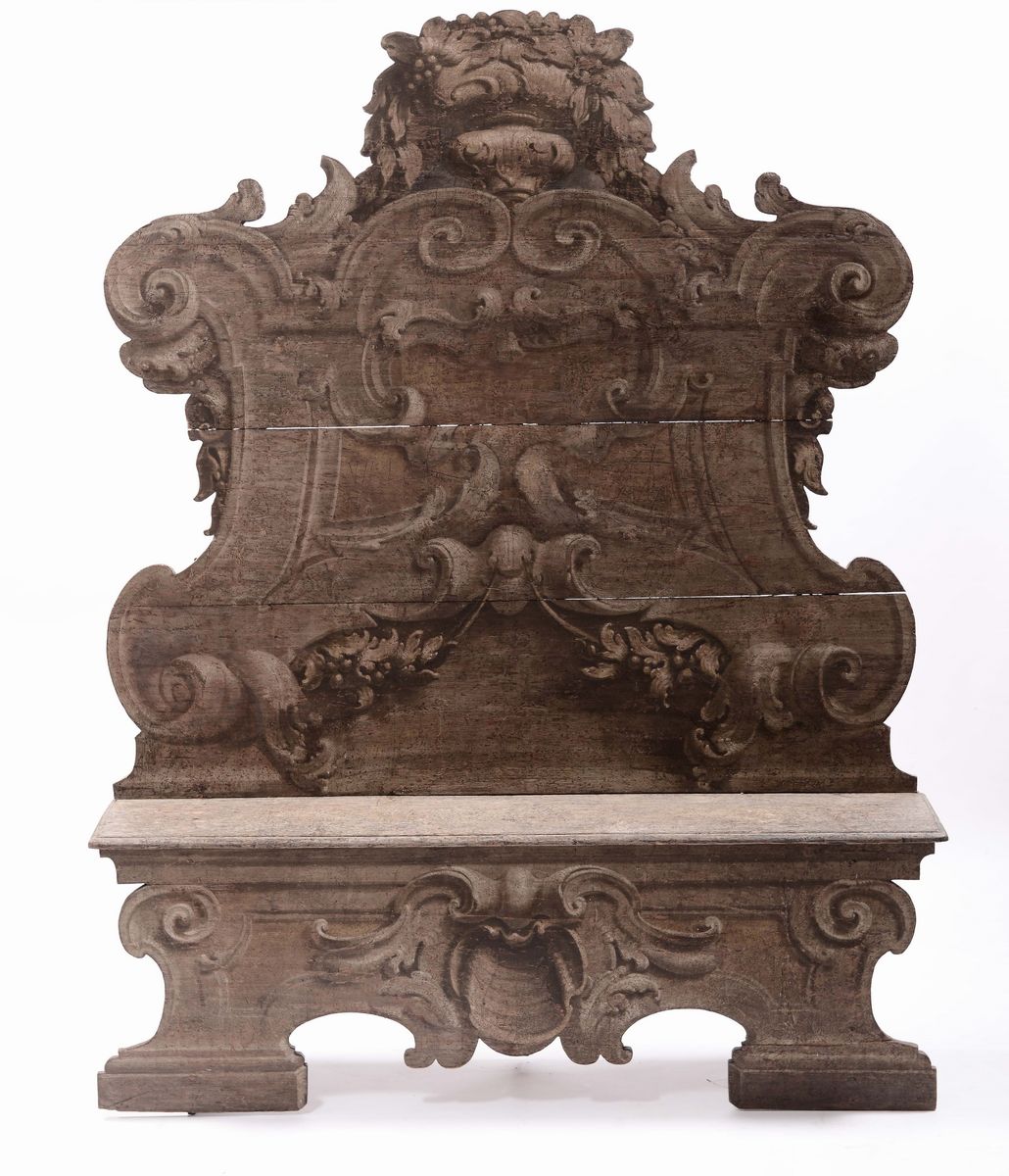 Coppia di Panche in Legno Dipinto, Emilia Romagna XVII Secolo