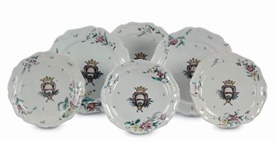 Lotto di Sei Piatti in Maiolica, Jacques Boselly, Savona XVIII Secolo