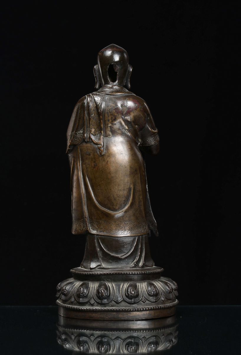 Scultura in Bronzo di Luohan, Cina, Dinastia Ming, XVII Secolo