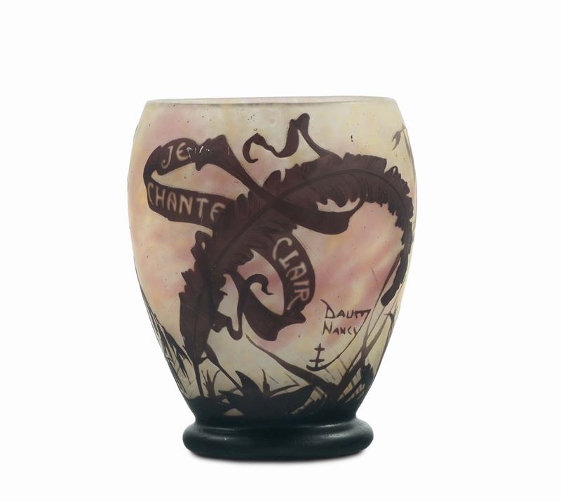 Daum - Nancy Piccolo vaso di forma ovoidale  - Asta Arti Decorative del XX secolo - Cambi Casa d'Aste
