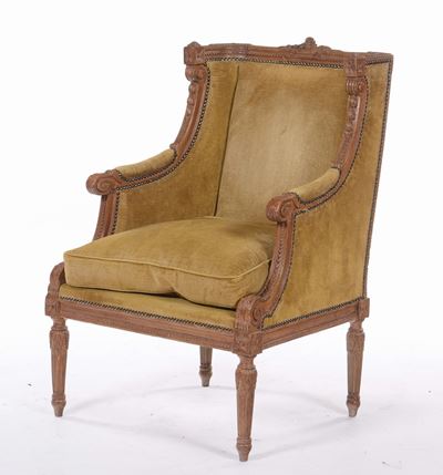 Bergere in Legno Intagliato, in Stile Barochetto