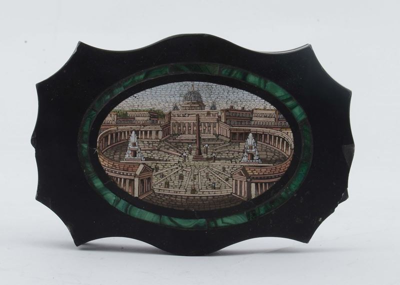 Micromosaico raffigurante Piazza San Pietro a Roma, XIX secolo  - Asta Antiquariato e Dipinti Antichi - Cambi Casa d'Aste