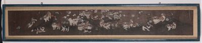 Pannello Dipinto con Cagnolini, Cina, Dinastia Qing, XIX Secolo