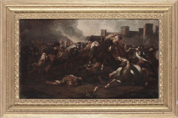 Jacques Curtois detto il Borgognone (Saint - Hyppolite 1621 - Roma 1676) Scena di battaglia