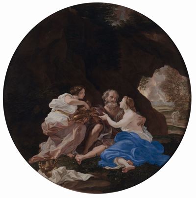 Giovan Battista Gaulli Detto il Baciccio (1639-1709)loth e le Figlie Giuda e Tamar