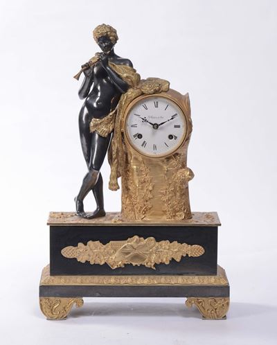 Pendola da Tavolo in Bronzo Dorato, Francia XIX Secolo