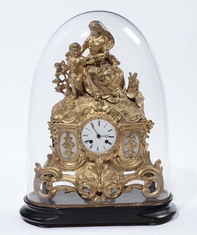 Pendola da Tavolo in Bronzo Dorato, Francia XIX Secolo