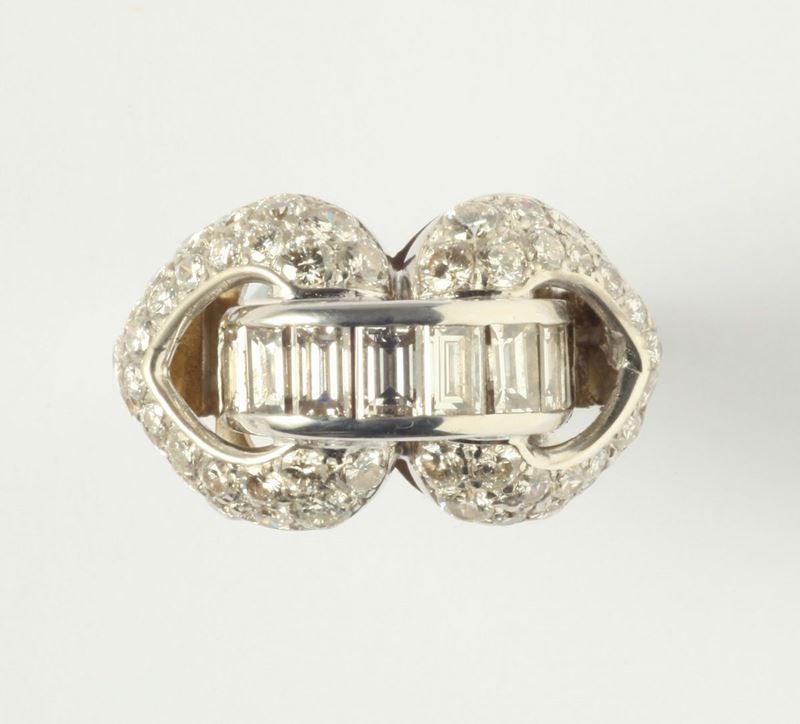 Anello con diamanti taglio brillante e baguette  - Auction Silvers and Jewels - Cambi Casa d'Aste