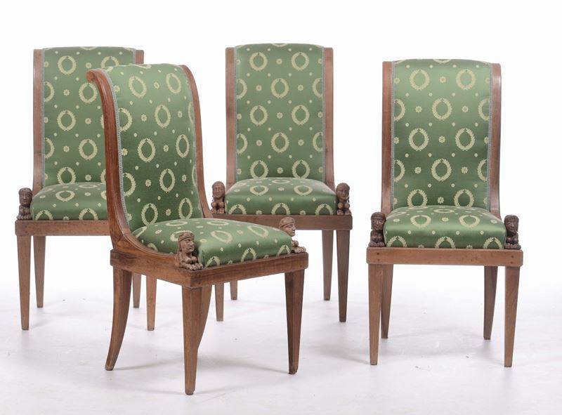 Quattro sedie in noce, XIX secolo  - Asta Antiquariato e Dipinti Antichi - Cambi Casa d'Aste