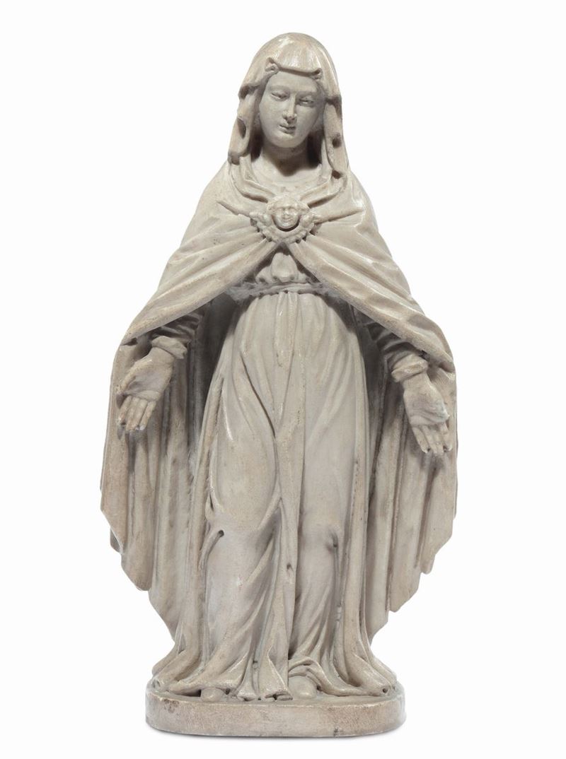 Scultura in marmo raffigurante “Madonna della Misericordia”, arte ligure del XVII secolo  - Asta Scultura e Oggetti d'Arte - Cambi Casa d'Aste