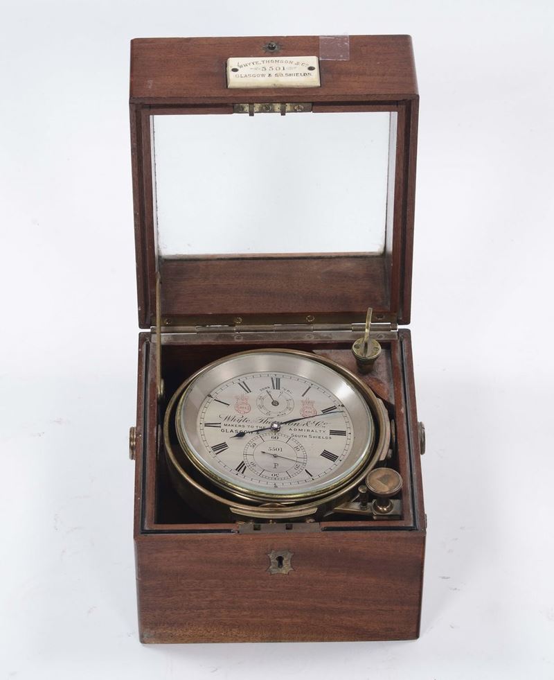 Cronografo da marina in cassetta, Whyte, Thomson & C, Glasgow & south Shields  - Asta Antiquariato e Dipinti Antichi - Cambi Casa d'Aste