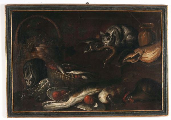 Scuola Italiana del XVIII secolo Coppia di nature morte