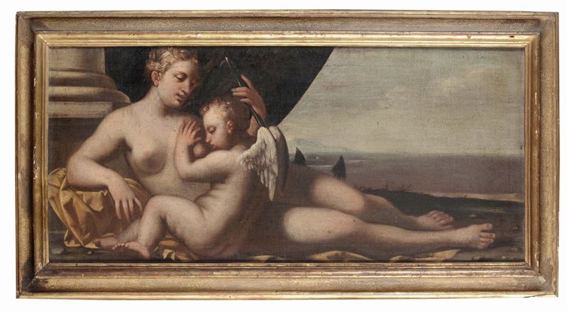 Scuola Italiana del XVIII secolo Venere con amorino  - Asta Antiquariato e Dipinti Antichi - Cambi Casa d'Aste