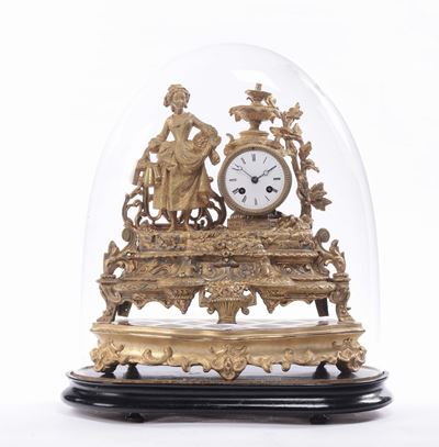 Pendola da Camino in Metallo Dorato, Francia Seconda Metà XIX Secolo