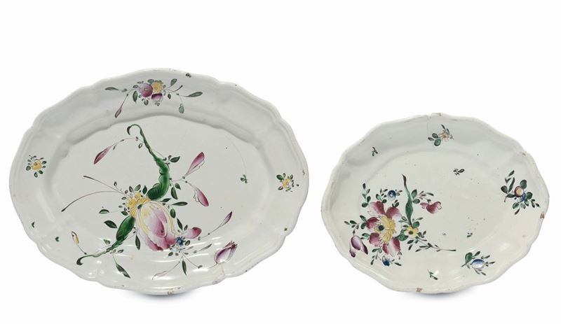 Due piatti ovali in maiolica, Lodi XIX secolo  - Asta Antiquariato e Dipinti Antichi - Cambi Casa d'Aste