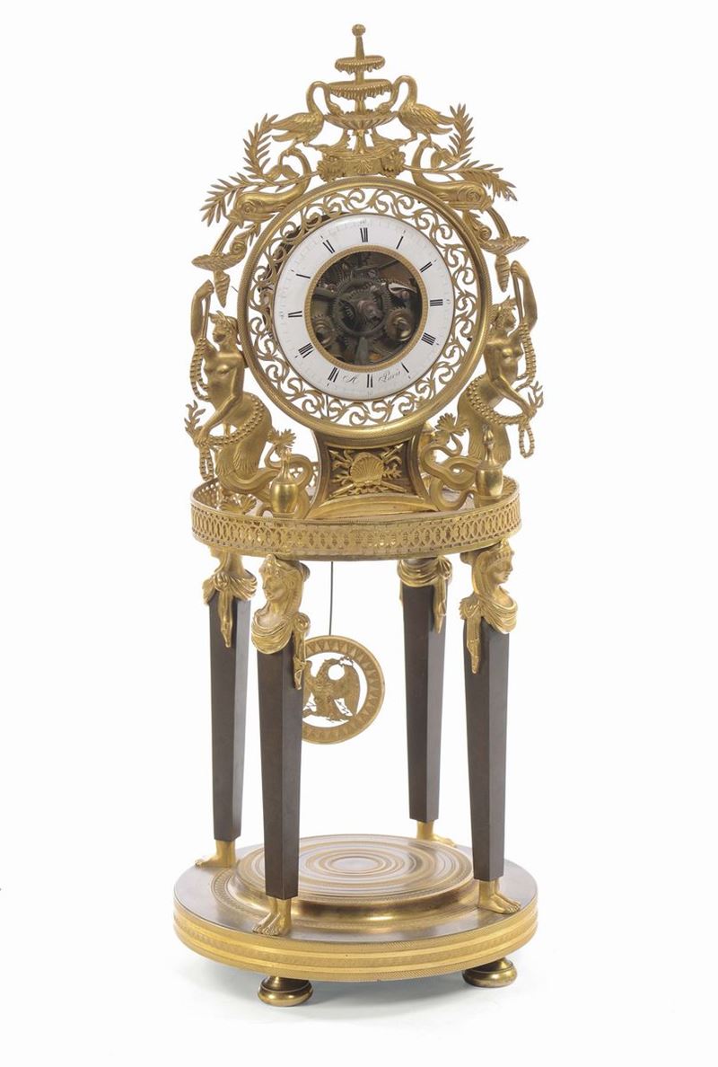 Orologio a tempietto, Francia, epoca Impero, XIX secolo  - Asta Bartolozzi, Antiquari dal 1887 - Cambi Casa d'Aste