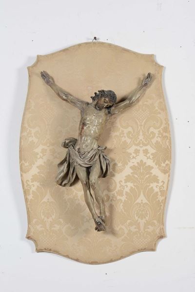 Cristo Morto in Legno Intagliato e Laccato, XIX Secolo