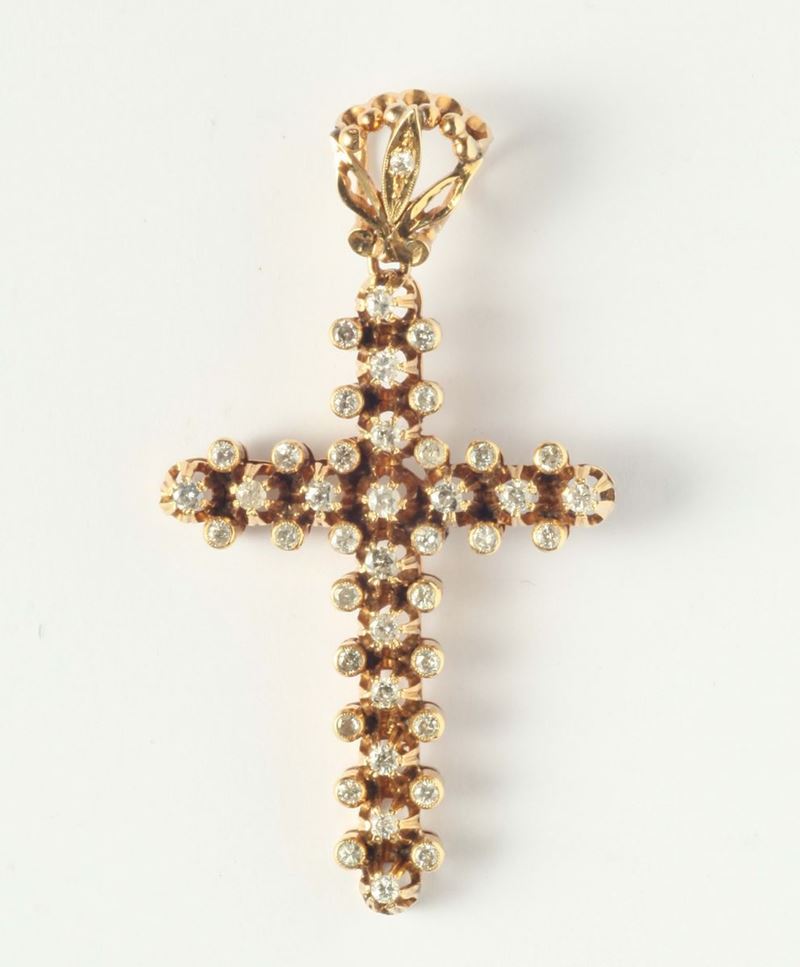 Croce con rose di diamanti  - Auction Silvers and Jewels - Cambi Casa d'Aste