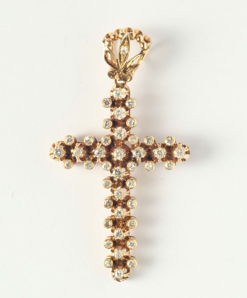 Croce con rose di diamanti  - Auction Silvers and Jewels - Cambi Casa d'Aste