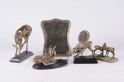 Lotto Composto da Scultura in Bronzo Raff. Cerbiatto, Tre Sculture in Argento Raff. Cerbiatto, Du...