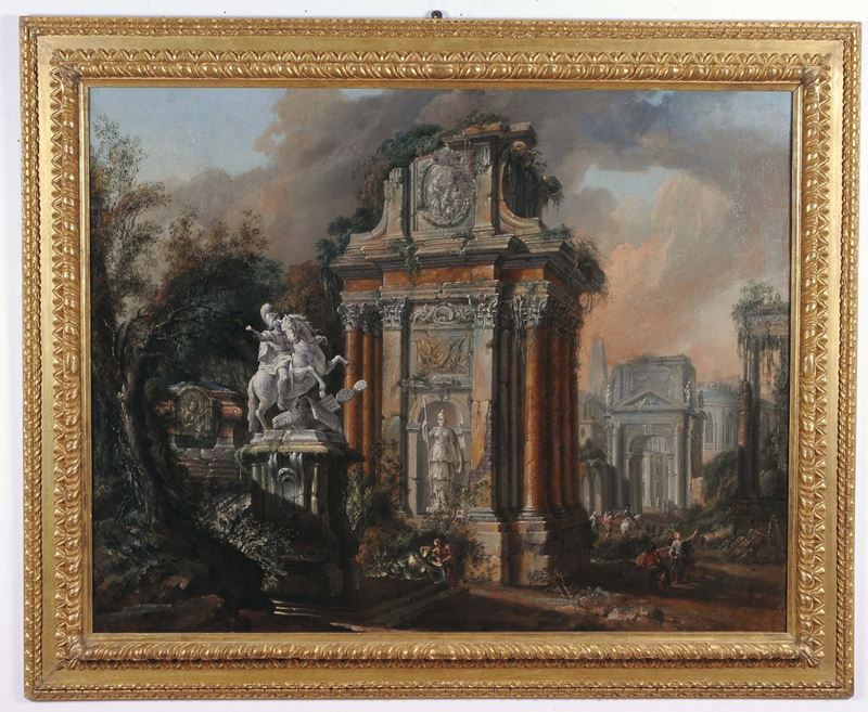 Clemente Spera (attivo in Lombardia 1661 - 1741) Capriccio architettonico  - Auction Old Masters Paintings - Cambi Casa d'Aste