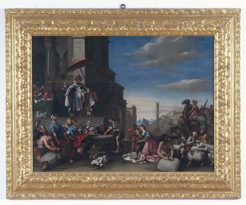 Jacob Willemsz de Wet (Haarlem ca 1610 - dopo 1671) Pagamento del tributo a Re Salomone  - Auction Old Masters Paintings - Cambi Casa d'Aste