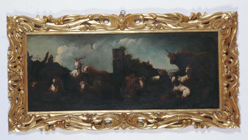 Domenico Brandi detto il Micco (1683-1736) Scena pastorale  - Asta Dipinti Antichi - Cambi Casa d'Aste