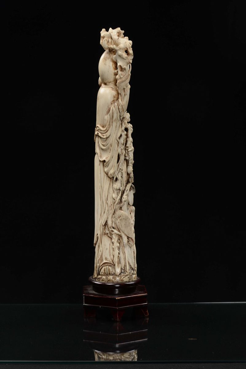 Grande Scultura in Avorio di Dignitario, Cina, Dinastia Qing, XIX Secolo
