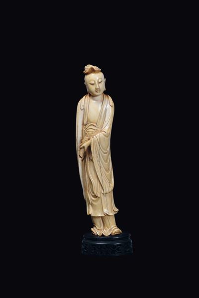 Figura di Saggio in Avorio Scolpito, Cina, Dinastia Ming, XVII Secolo