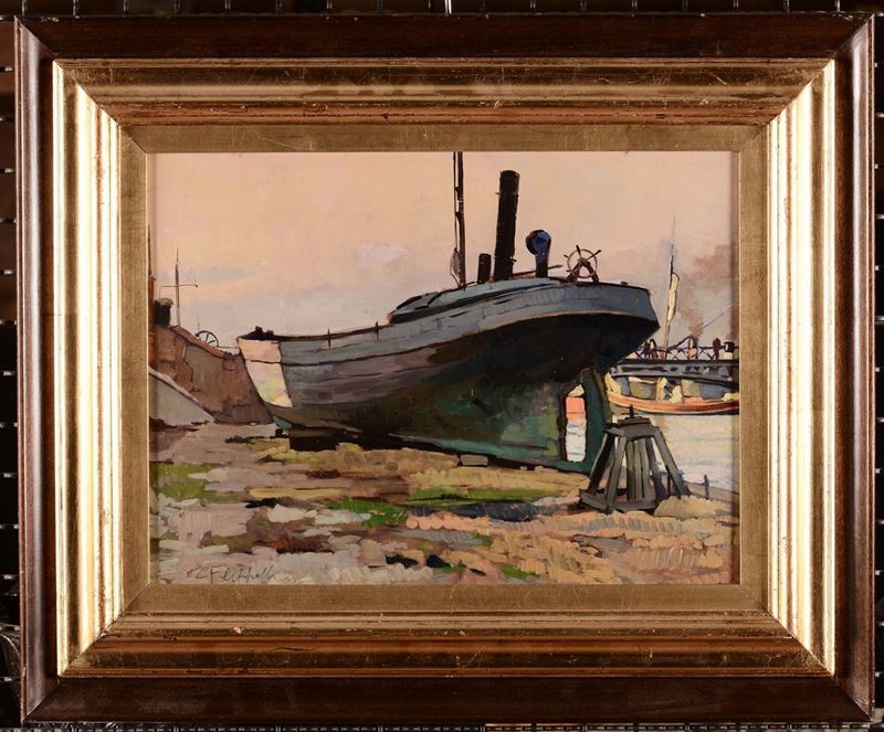Cafiero Filippello (1889-1973) Barca  - Asta Antiquariato e Dipinti Antichi - Cambi Casa d'Aste