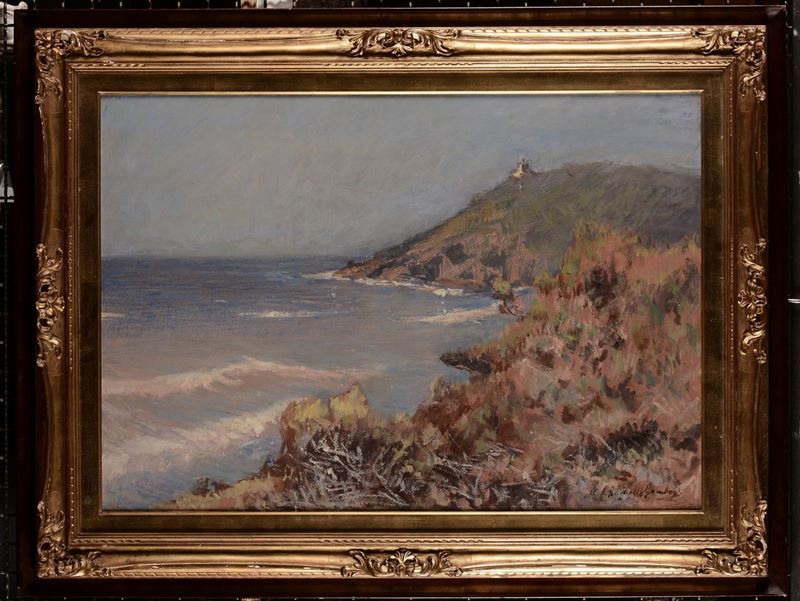 Raffaello Gambogi (1874 - 1943) Paesaggio costiero  - Auction Antique and Old Masters - Cambi Casa d'Aste