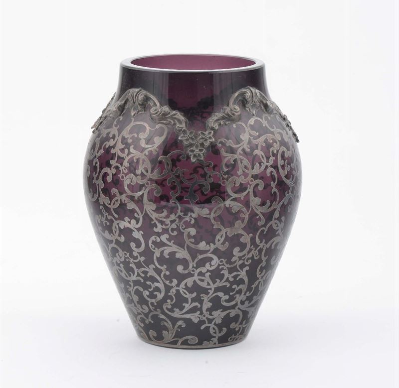 Vaso in vetro con inserti in lamina d'argento  - Auction XX Century Decorative Arts - Cambi Casa d'Aste