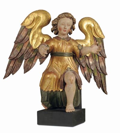 Coppia di Angeli in Legno Scolpito, Dorato e Policromo, Ottaviano Dolci Castel Durante (1480-1565...