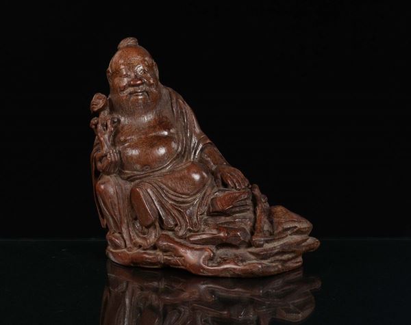 A bamboo figure of wise man, China, Qing Dynasty, 19th century