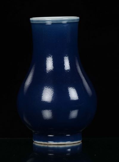 Vaso in Porcellana Smaltata Blu, Cina, Repubblica, XX Secolo