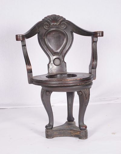 Sedia da Marina con Base in Ghisa Girevole, Fine XIX Secolo