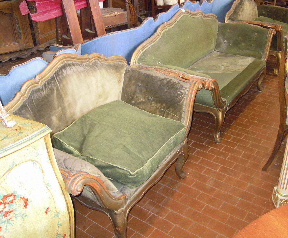 Coppia di Poltroncine in Stile Luigi Xvl Laccate e Dorate