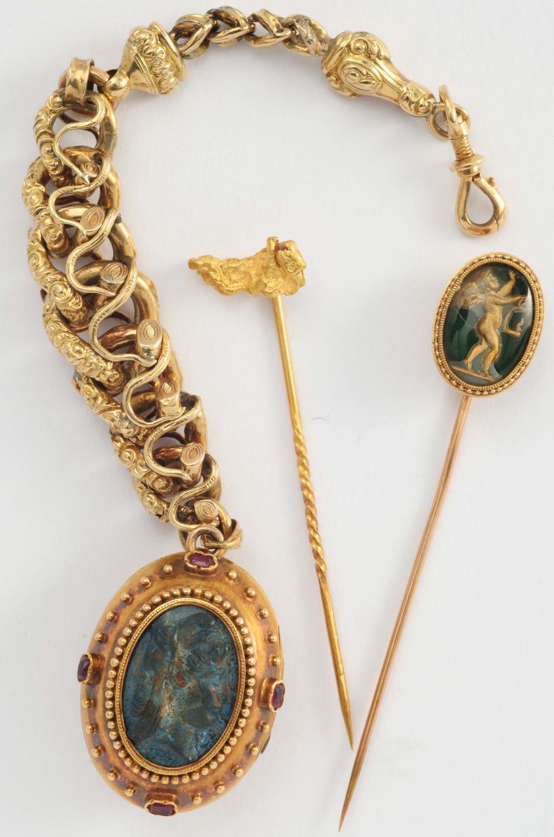 A lot of châtelin and two tie-pin  - Auction Fine Jewels - I - Cambi Casa d'Aste