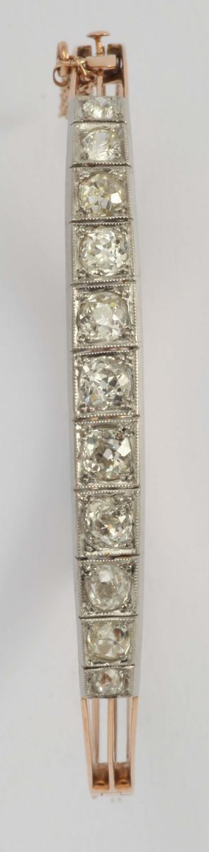 Bracciale Rigido con Diamanti di Vecchio Taglio